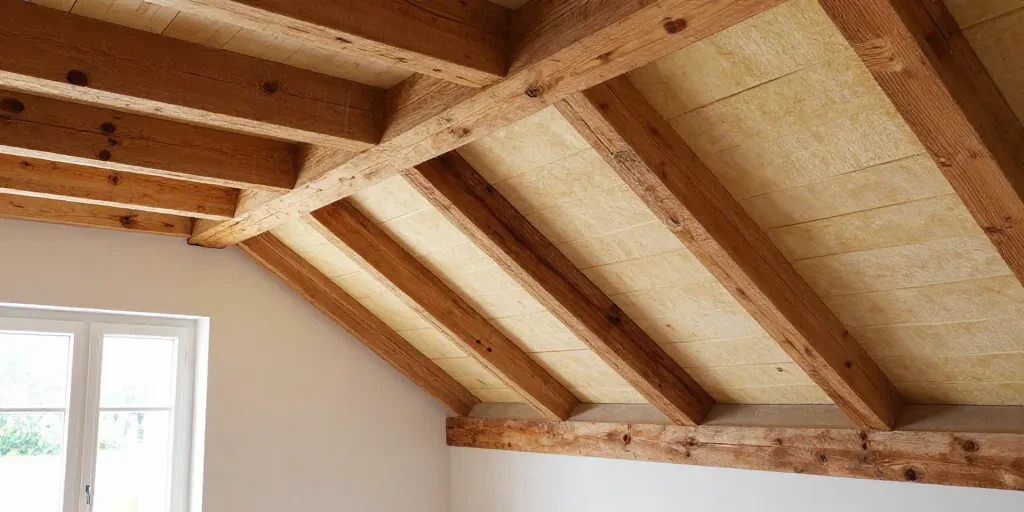 comment isoler un plafond en laissant les poutres apparentes